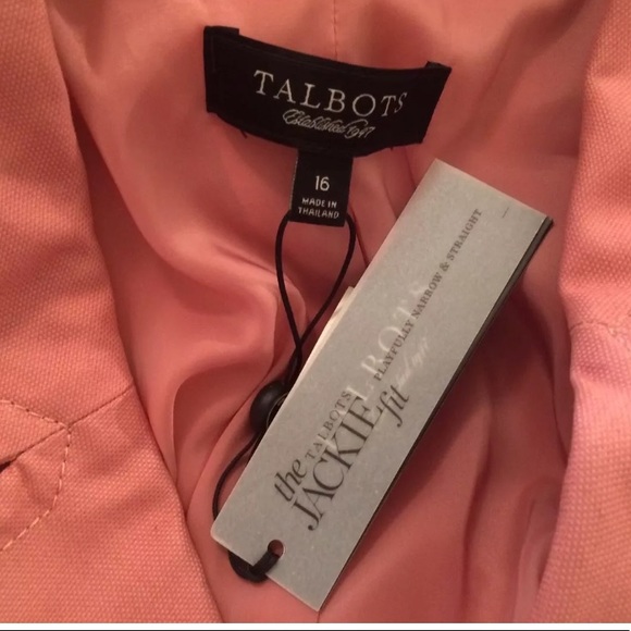 New TALBOTS Jackie Fit Jacket Coat Pink Blush Double Breasted Pockets Lined Knit - Picture 8 of 8